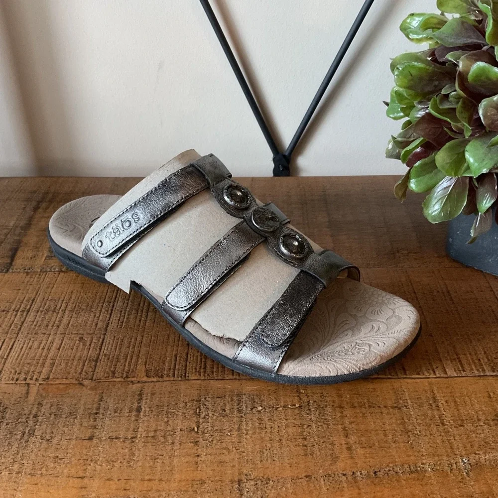 Taos Prize 4 Bronze Metallic Leather Comfort Slide Sandals Womens 8 Travel Boho